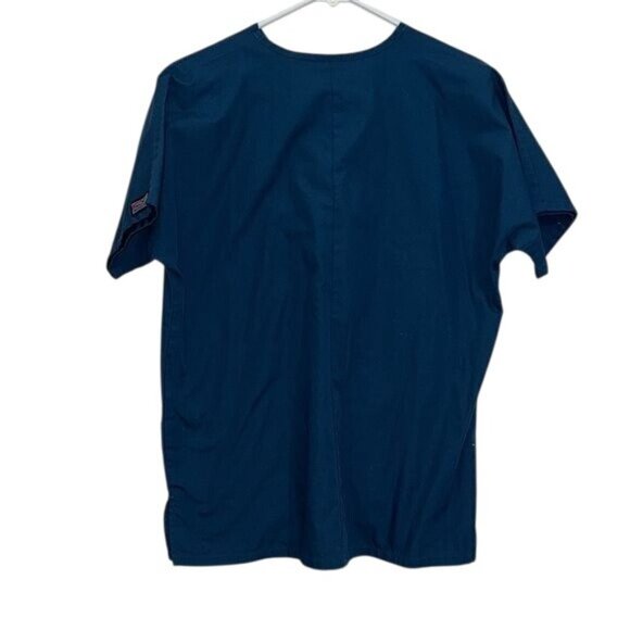 Cherokee Workwear Scrub Top XS V-Neck Short Sleeve Blue 65% Polyester 35% Cotton - Picture 5 of 7
